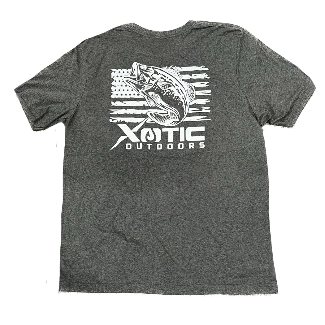 Bass Flag T Shirt - Xotic Camo & Fishing Gear -BFHG-S