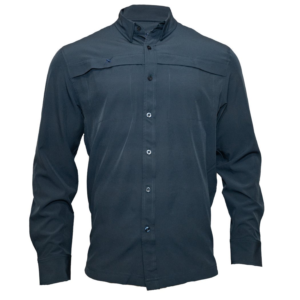 Long Sleeve Solid Lifestyle Button Down w/ REPEL-X - Xotic Camo & Fishing Gear -NLSBD100S