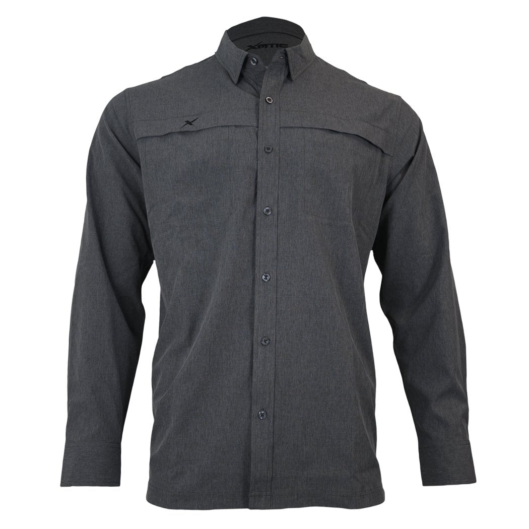 Long Sleeve Solid Button Down - Xotic Camo & Fishing Gear -HGLSBD100S-NT