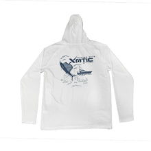 Load image into Gallery viewer, White Hooded Performance Shirt with Repel X - Jumping Sailfish
